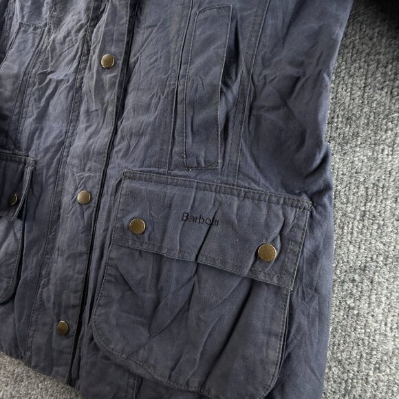 Barbour Waxed Jacket Women Full Zip Ladies Wax Cotton Templates Size 6 US Canvas - Picture 4 of 16
